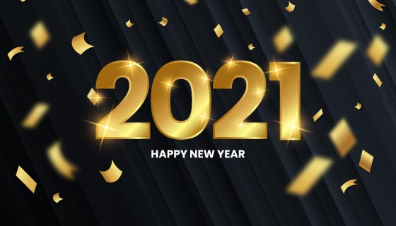 金色纸屑设计2021新年快乐背景矢量素材(EPS)