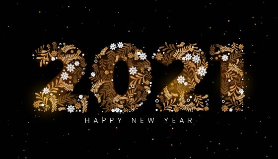 创意数字设计2021新年快乐背景矢量素材(EPS)