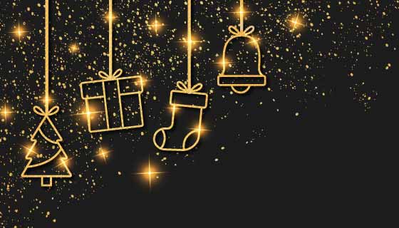 金色吊饰设计圣诞快乐背景矢量素材(EPS)