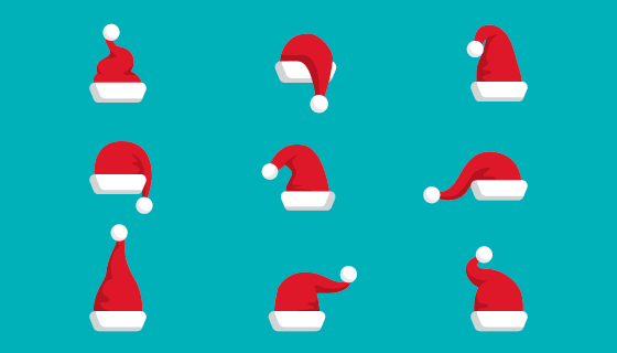 九个可爱的圣诞老人帽矢量素材(AI/EPS/PNG)