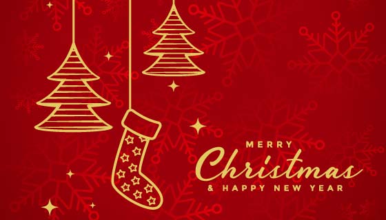 金色元素设计的红色圣诞节背景矢量素材(EPS)