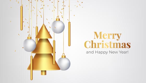 金色挂饰设计圣诞节背景矢量素材(AI/EPS)