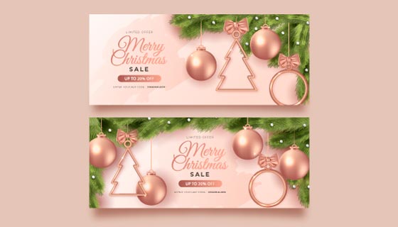 圣诞球设计圣诞节促销banner矢量素材(AI/EPS)