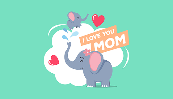 大小象母亲节背景矢量素材(EPS/AI)