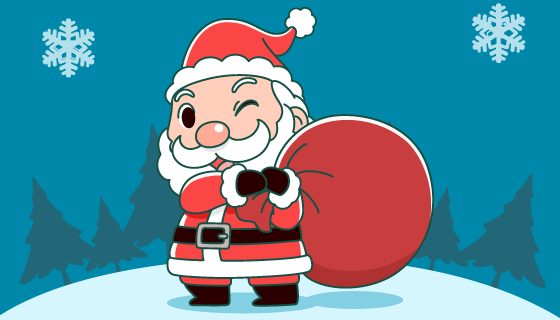 扛着袋子的圣诞老人矢量素材(EPS)