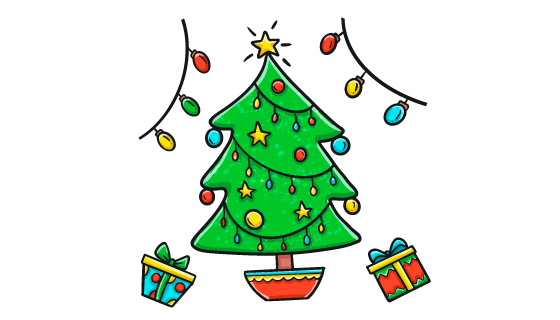 手绘风格简单的圣诞树矢量素材(AI/EPS/PNG)