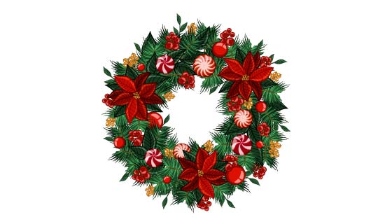 漂亮的圣诞花环矢量素材(AI/EPS/PNG)