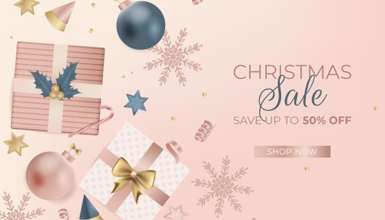 逼真的礼物设计圣诞节促销背景矢量素材(AI/EPS)