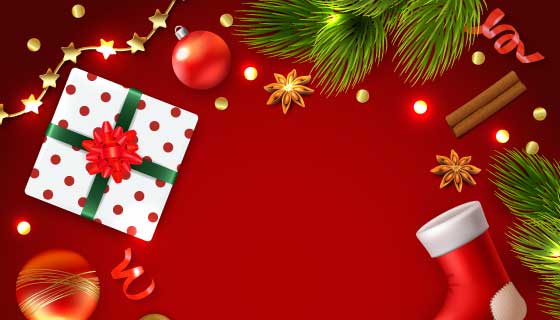 逼真的圣诞元素组成的圣诞背景矢量素材(EPS)