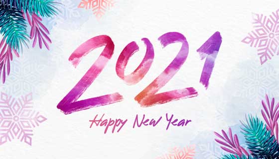 水彩风格2021新年快乐矢量素材(AI/EPS)