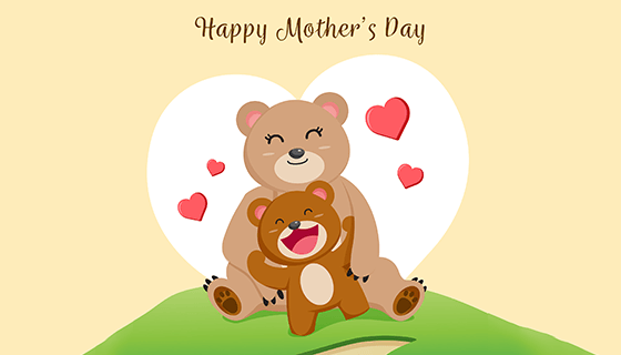 开心的熊母亲节背景矢量素材(EPS/AI)