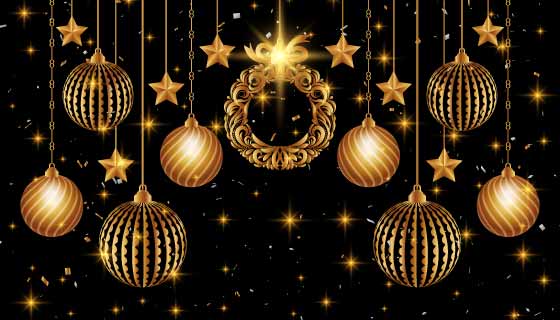 金色装饰设计圣诞节背景矢量素材(EPS)