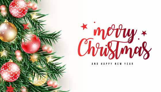 圣诞树枝和圣诞球设计圣诞节矢量素材(EPS)