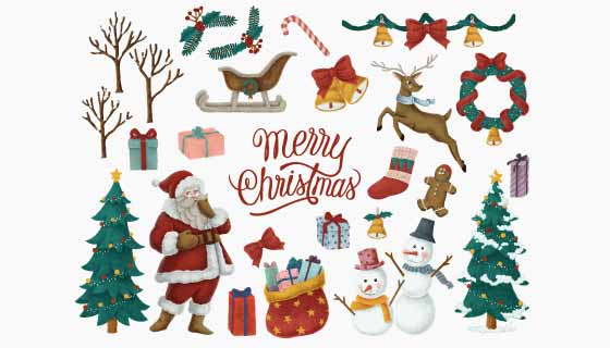 各种各样的圣诞节元素集合矢量素材(EPS/PNG)