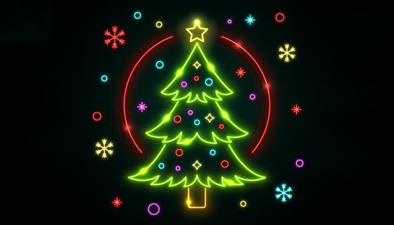 绿色闪亮的霓虹灯圣诞树矢量素材(AI/EPS)