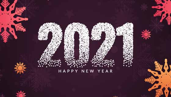 时尚美丽的雪花设计2021新年快乐矢量素材(EPS)