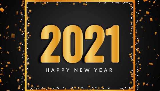 金色纸屑和星星设计2021新年快乐矢量素材(EPS)