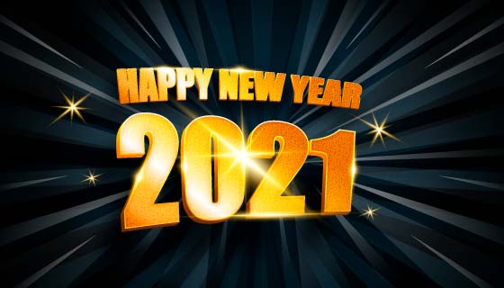 创意金色数字2021新年快乐矢量素材(EPS)