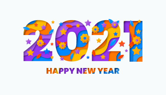 创意数字设计2021新年快乐矢量素材(AI/EPS)