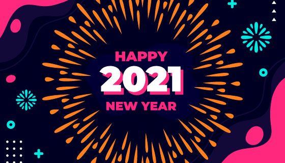 简单图案设计2021新年快乐矢量素材(AI/EPS)