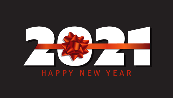 红丝带设计2021新年快乐矢量素材(EPS)