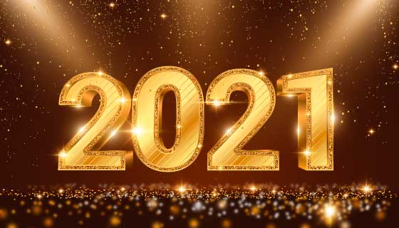 金色璀璨的2021新年快乐背景矢量素材(AI/EPS)