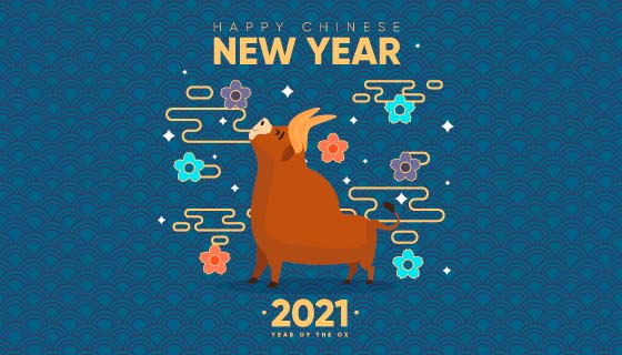 开心的牛设计2021春节快乐矢量素材(AI/EPS)