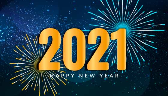 灿烂的烟花设计2021新年快乐矢量素材(EPS)