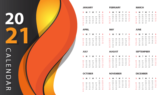 现代风格2021年日历矢量素材(EPS)