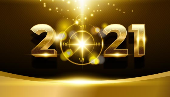 金色璀璨的2021新年快乐矢量素材(EPS)