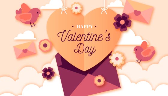 折纸风格情人节快乐背景矢量素材(AI/EPS)