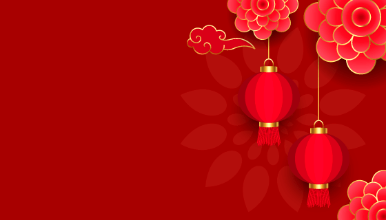 灯笼和花朵设计春节快乐背景矢量素材(EPS)