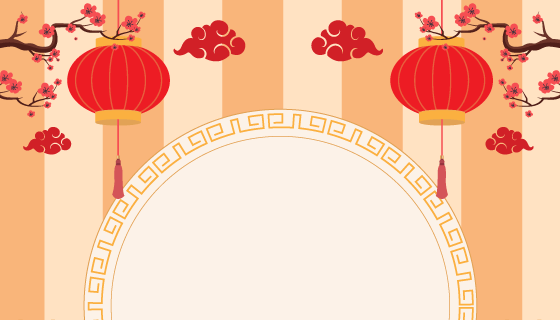 灯笼梅花设计春节快乐背景矢量素材(EPS)