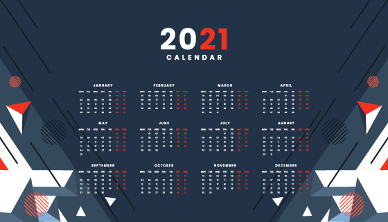 抽象几何设计2021年日历矢量素材(EPS)