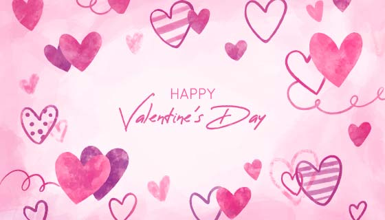 手绘爱心设计情人节背景矢量素材(EPS)