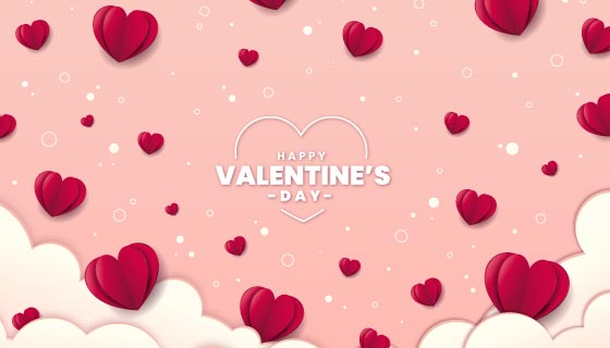 折纸爱心设计情人节快乐背景矢量素材(AI/EPS)