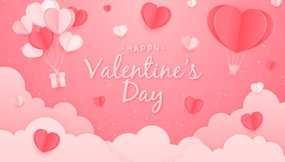 折纸爱心热气球设计情人节快乐背景矢量素材(AI/EPS)