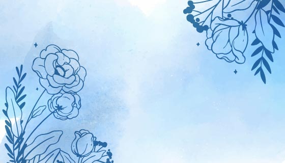 浅蓝色水彩花卉背景矢量素材(AI/EPS)