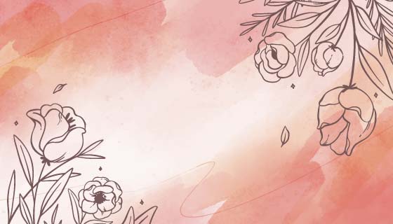 粉红色水彩花卉背景矢量素材(AI/EPS)