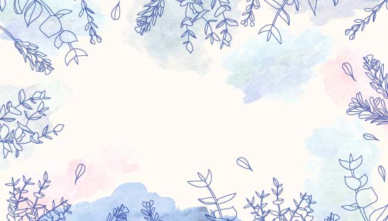 浅蓝色水彩花卉背景矢量素材(AI/EPS)