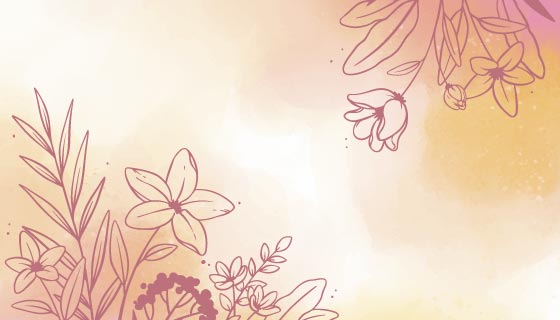 浅橙色水彩花卉背景矢量素材(AI/EPS)