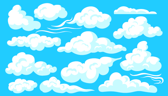 各种形状的白云集合矢量素材(EPS)