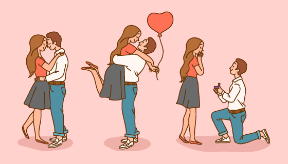 情人节甜蜜的恋人插画矢量素材(AI/EPS)