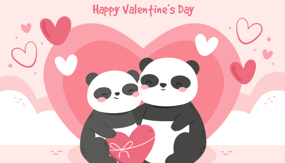 熊猫情侣设计情人节背景矢量素材(AI/EPS)