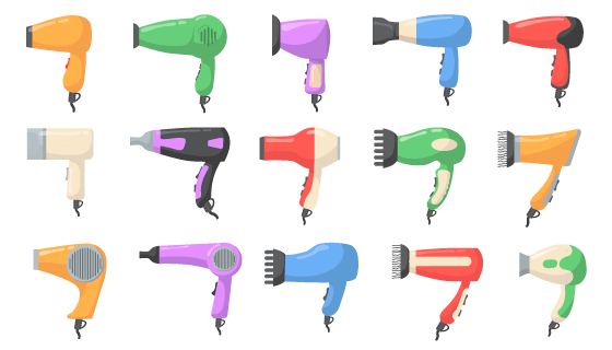 各种各样的吹风机矢量素材(EPS/PNG)