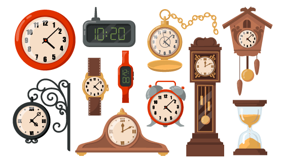 各种各样的钟表矢量素材(EPS/PNG)