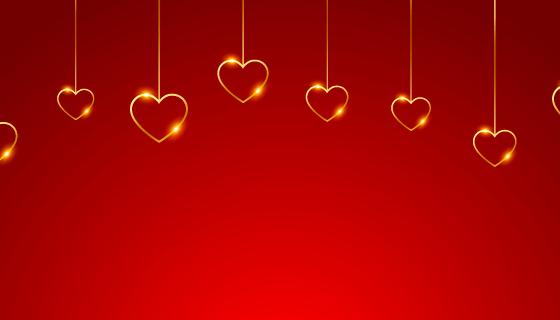 金色爱心吊坠设计情人节快乐banner矢量素材(EPS)