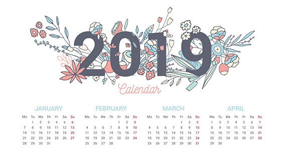 2019日历矢量素材(EPS/AI)