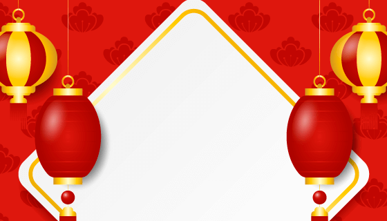 灯笼设计春节快乐背景矢量素材(EPS)