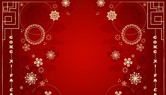 金色红色春节快乐背景矢量素材(EPS)